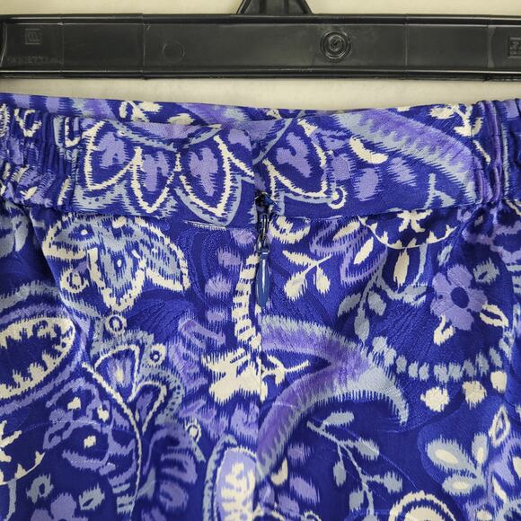 Vintage Adrianna Papell blue floral paisley silk skirt set Size 6 retro maximal - Picture 14 of 16